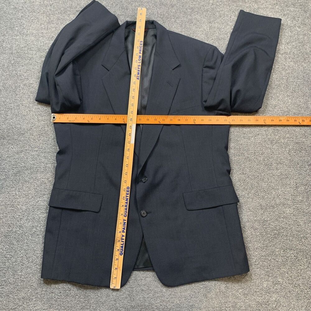 Vintage Hart Schaffner Marx Blazer Mens 44R Navy Windowpane Sport Coat Made USA - Picture 7 of 16